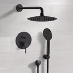 Remer SFH83 Matte Black Shower System With Rain Shower Head and Hand Shower